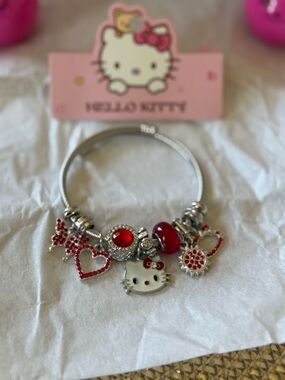 Hello Kitty Silver Bracelet with Red Charms